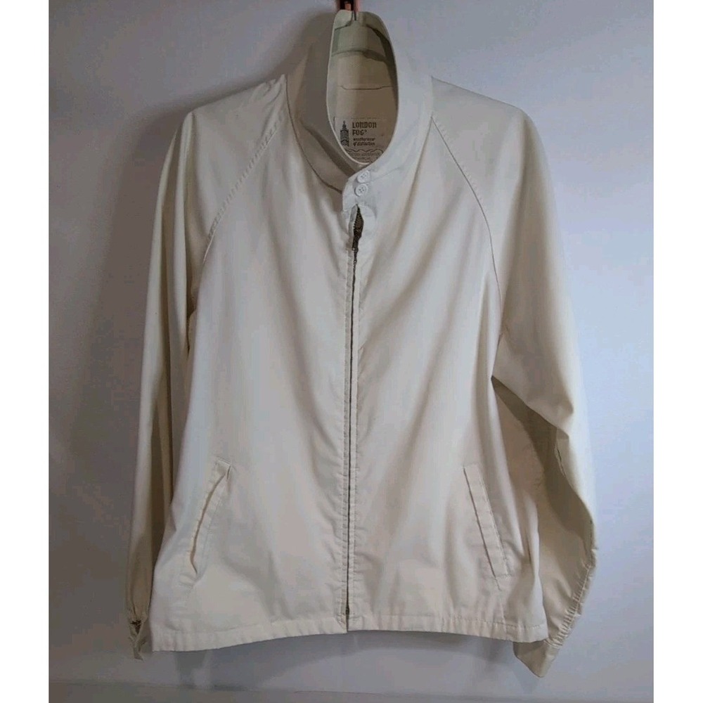Vintage London Fog Windbreaker Golf Jacket Sz 44 Long or L/XL‎ Cream Made In USA
